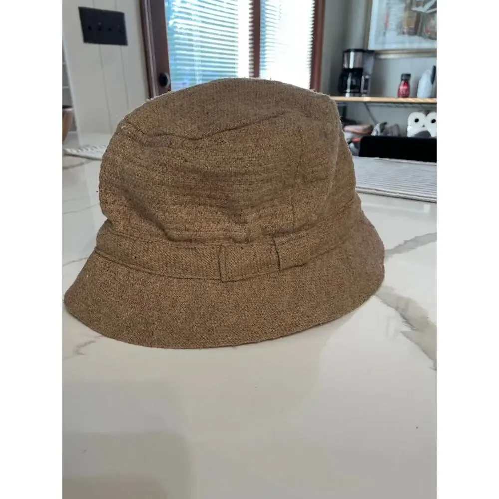 VTG Millars Clifden Connemara Bucket Hat Ireland Made 100% Wool Walking Hat TAN